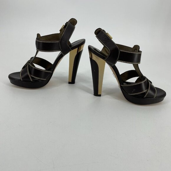 Barbara Bui brown  gold strappy buckle high heel sandals - Picture 16 of 16